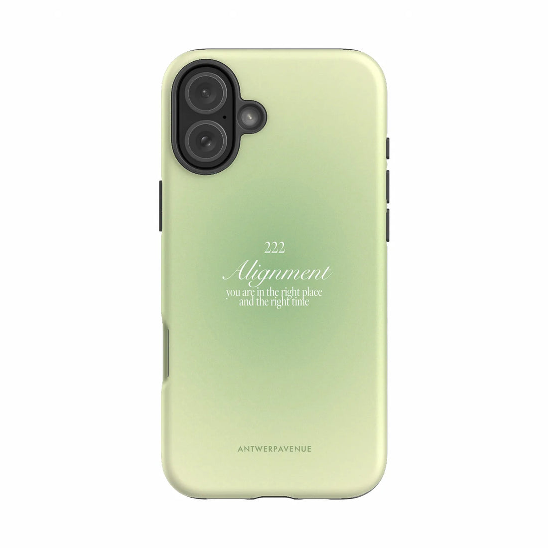222 Alignment - Green Case - iPhone 16 Plus mockup