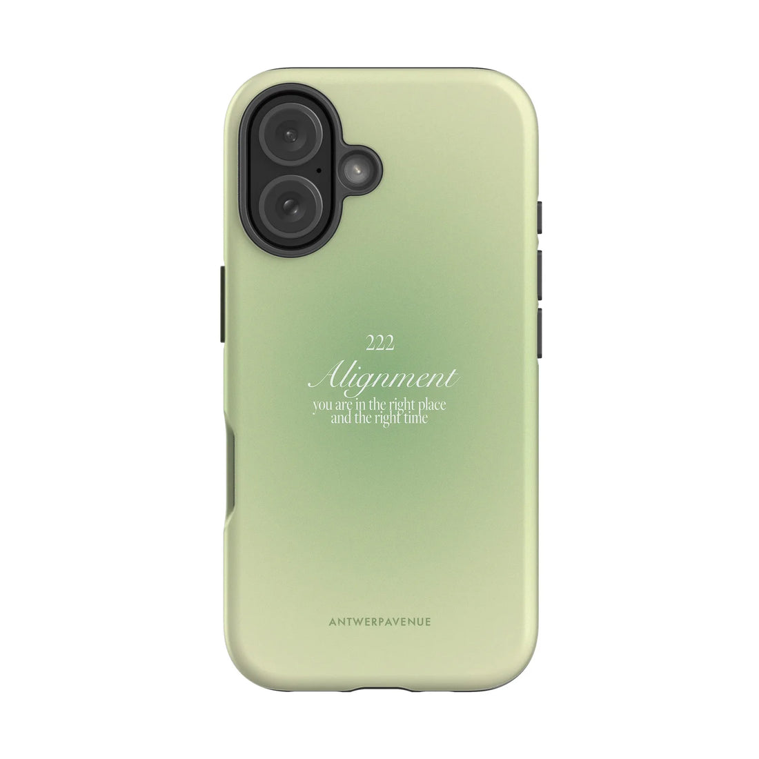 222 Alignment - Green Case - iPhone 16 mockup