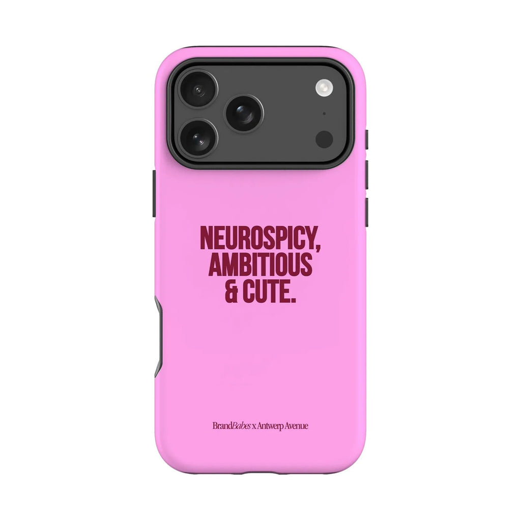 Neurospicy, Ambitious & Cute gsm-hoesje met quote voor iPhone