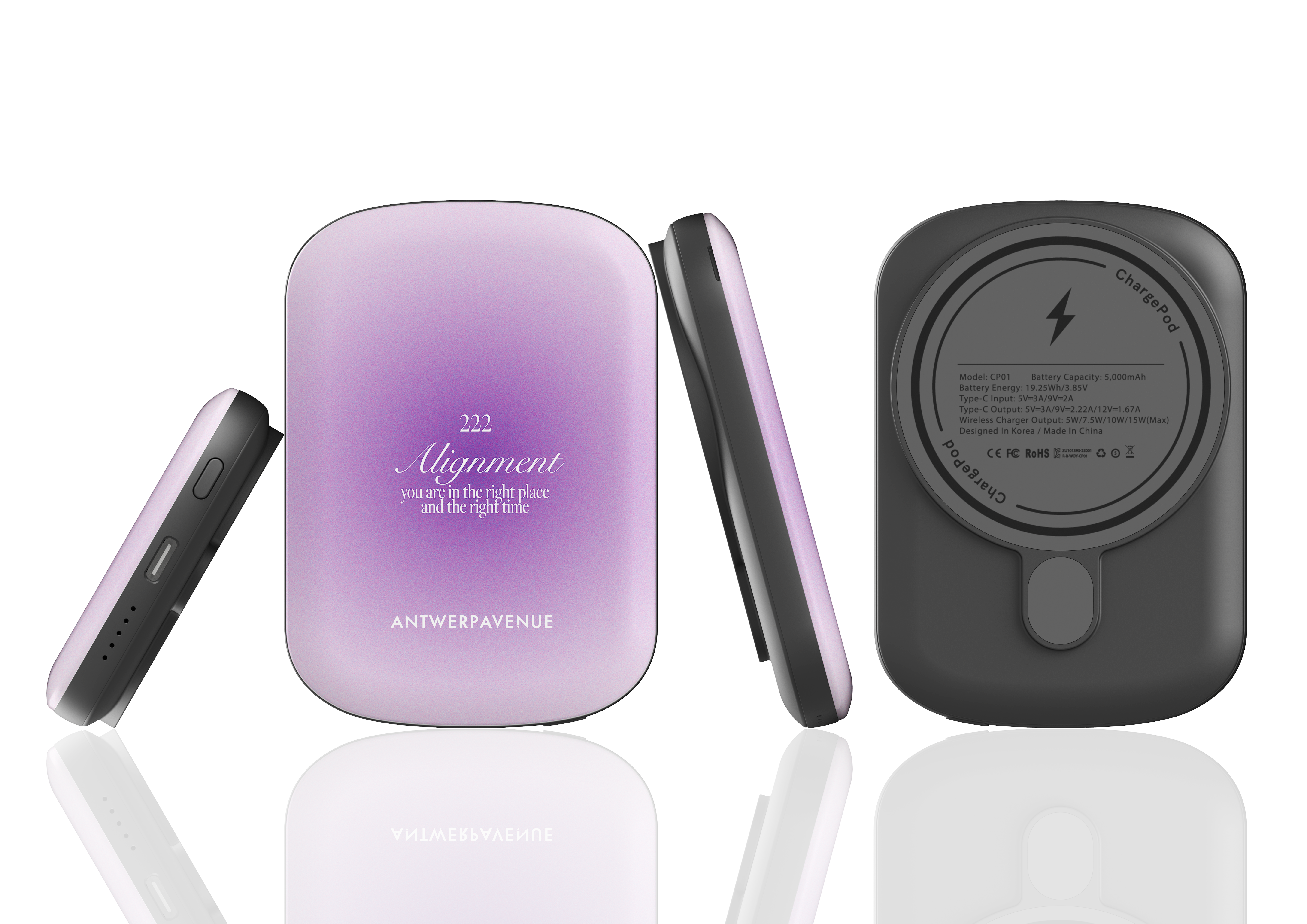 222 Alignment - Purple Magnetic Power Bank