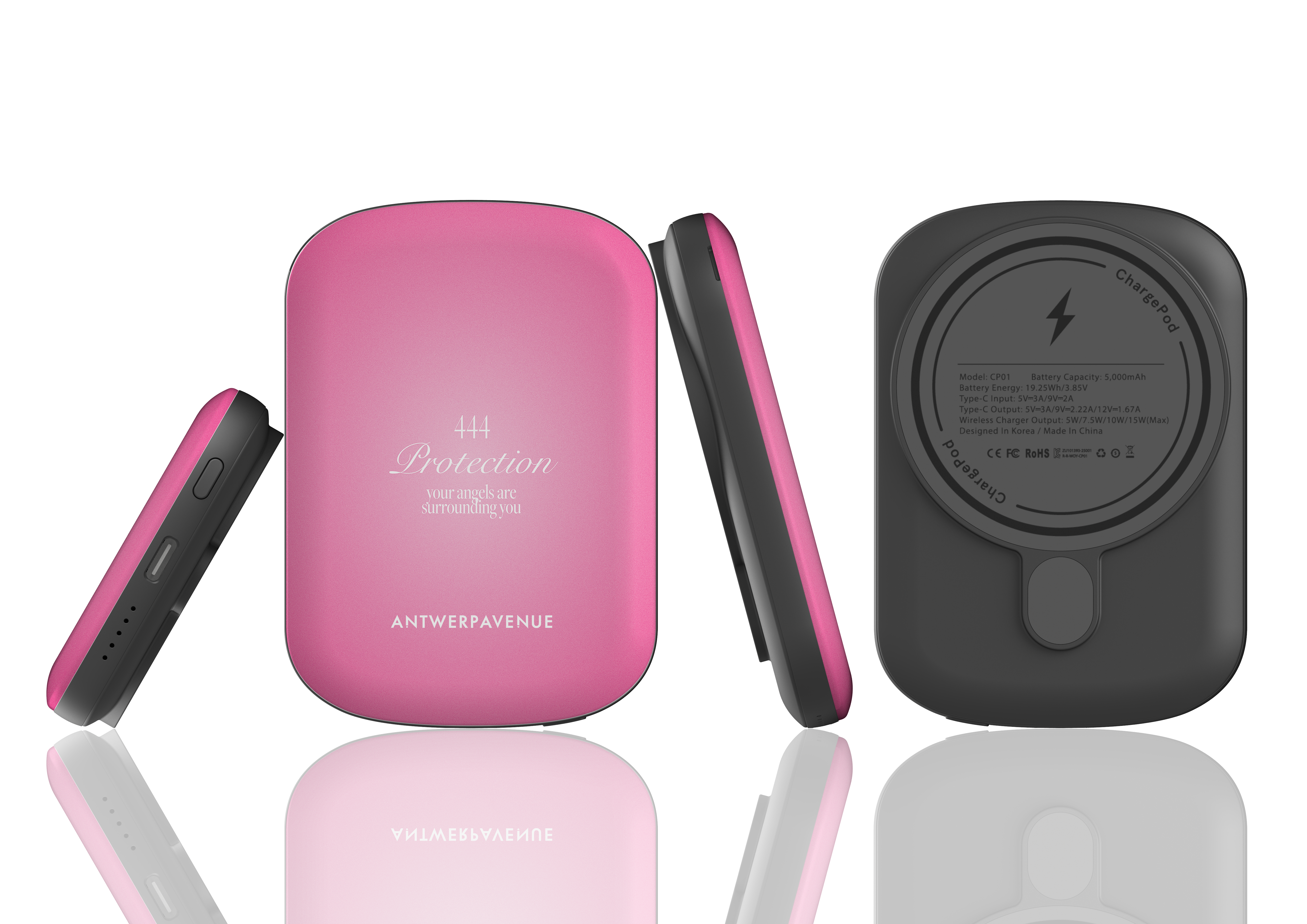 444 Protection - Pink Magnetic Power Bank