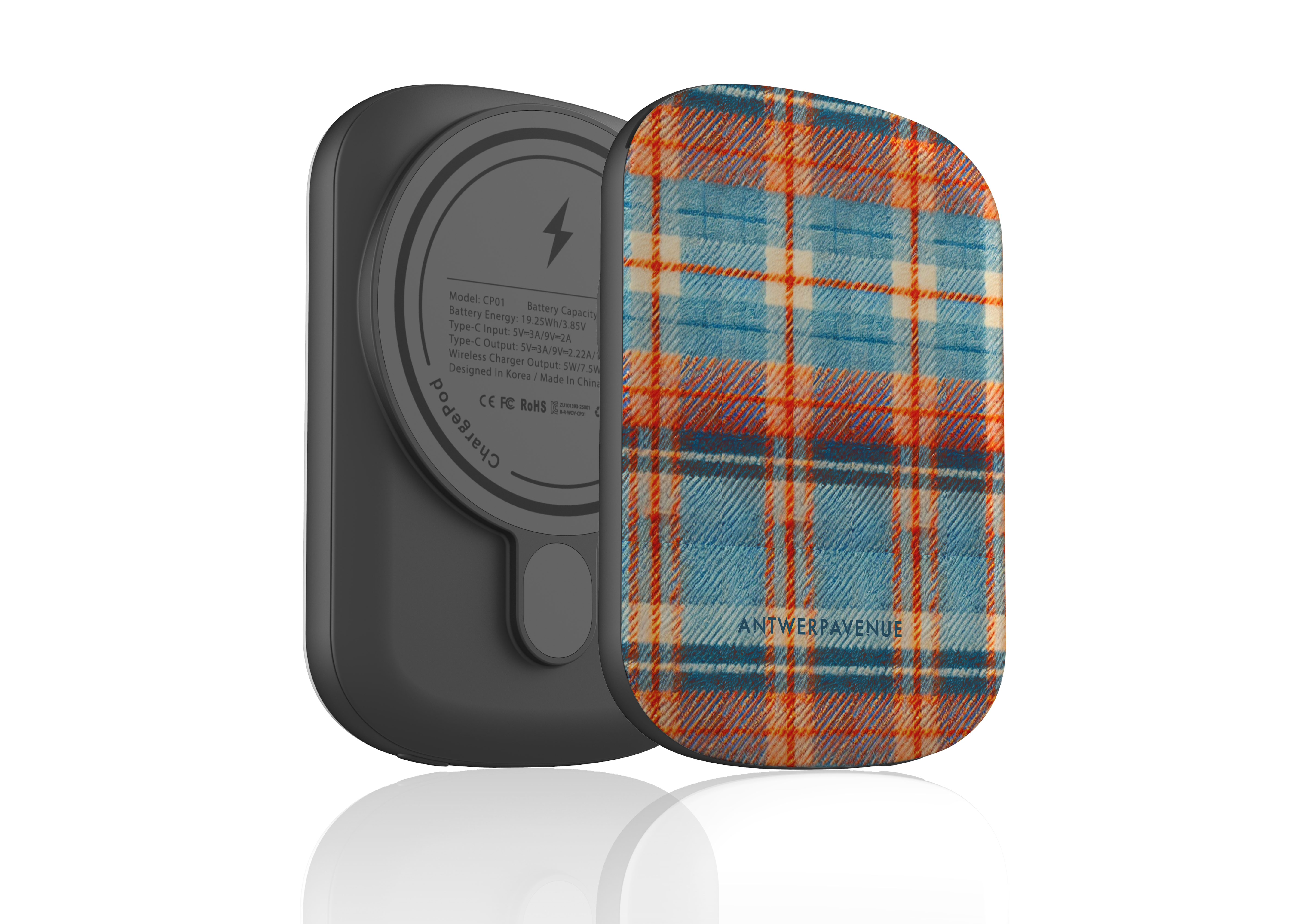Teal Tartan - Magnetic Power Bank