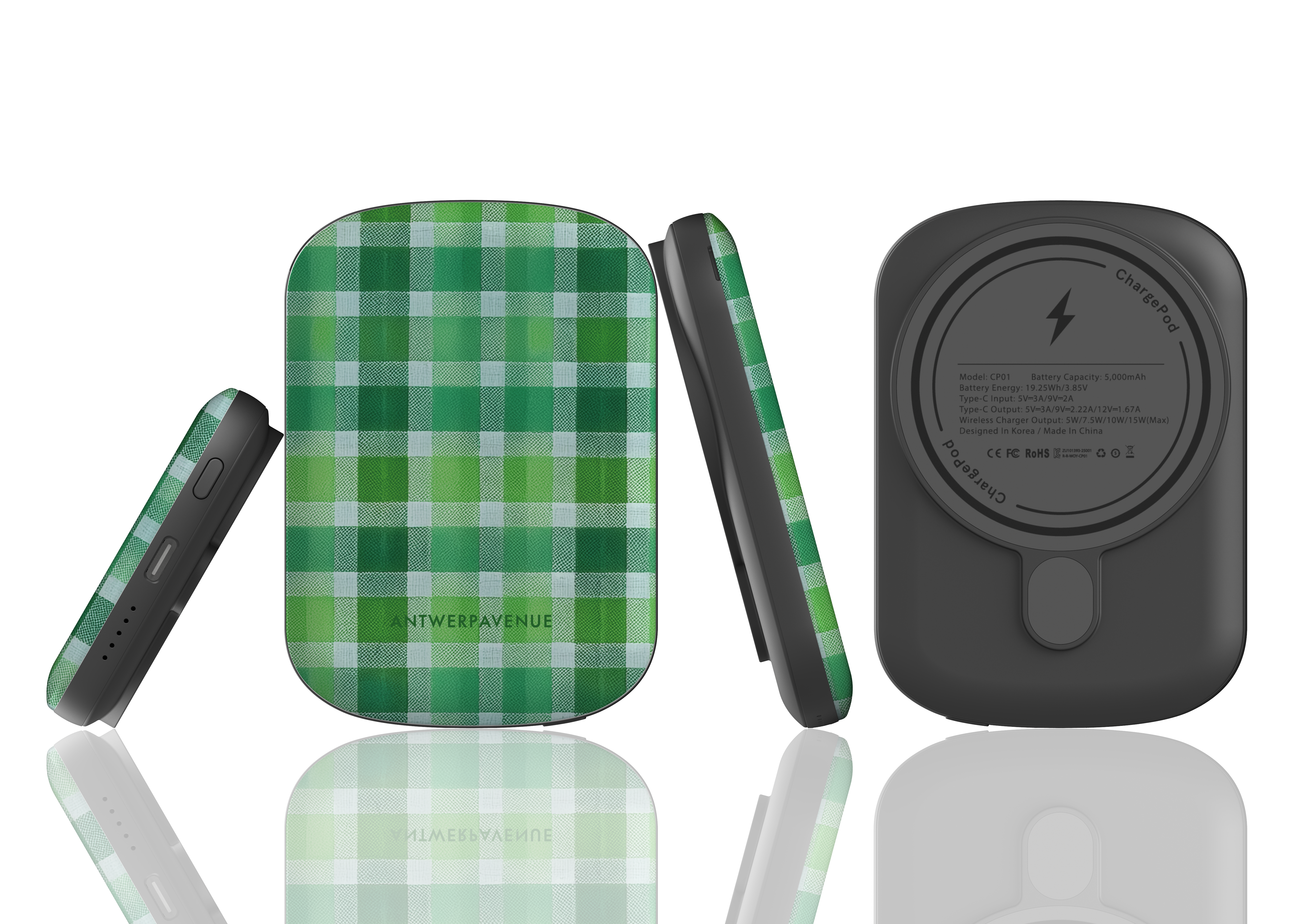 Green Plaid - Magnetic Power Bank