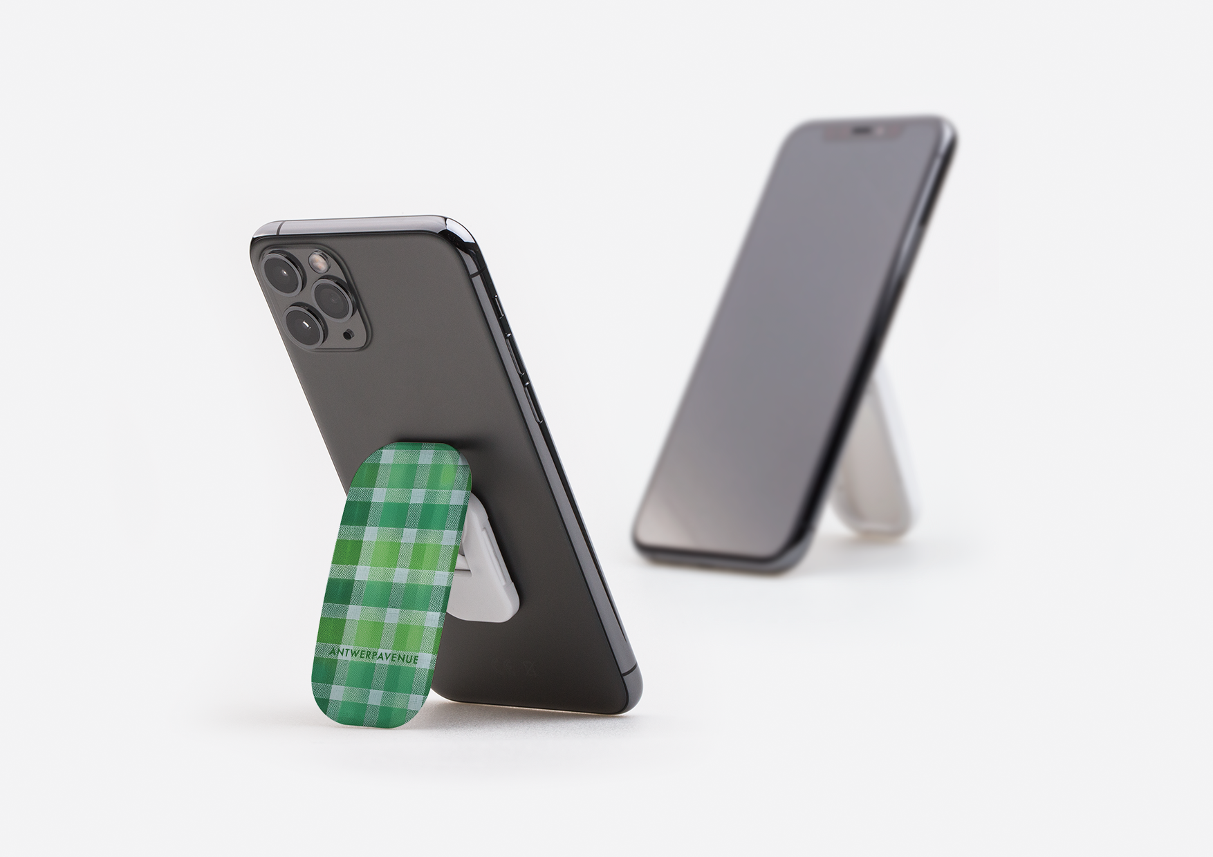Green Plaid - Stick-on Phone Holder